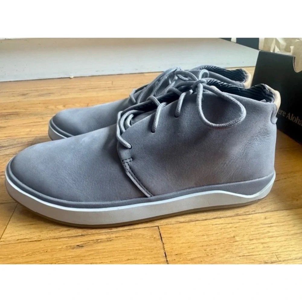 OluKai Papaku 'Ili Waterproof Leather Chukka Boots Graphite Gray Men's 10 NWT